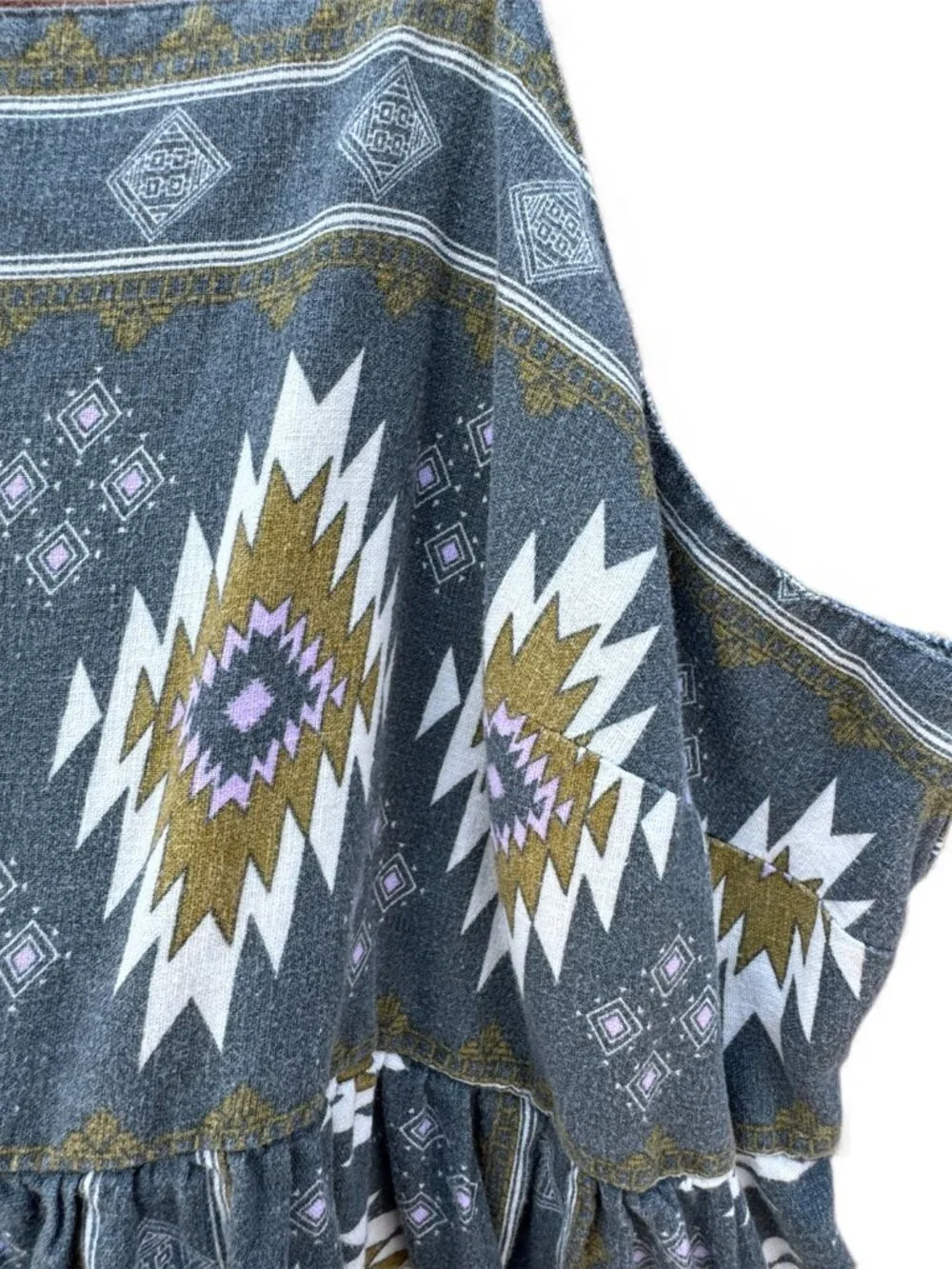 Sonoma Goods For Life Jumper Dress Womens XL Gray Green Aztec Print Pockets Boho - Picture 4 of 14